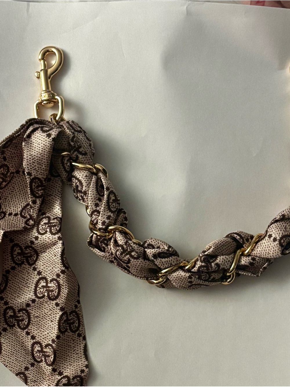 Brand New !! Bag Charm Monogram Scarf Chain with Gold Hardware - Picture 4 of 6